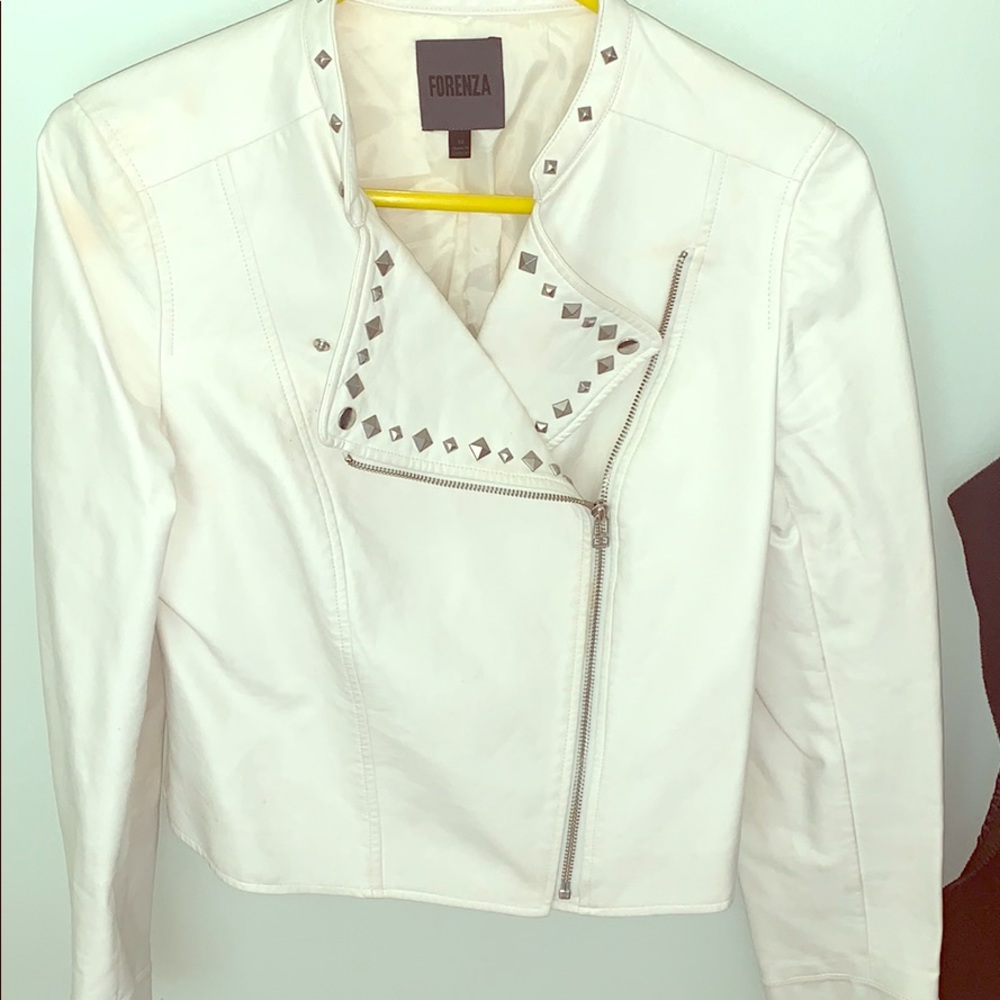 White leather forenza jacket medium size